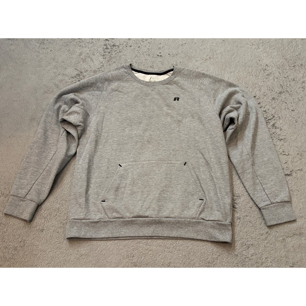 Russell Premium Fleece Mens Gray Crewneck Sweatshirt Large Pocket LA04152.0.0